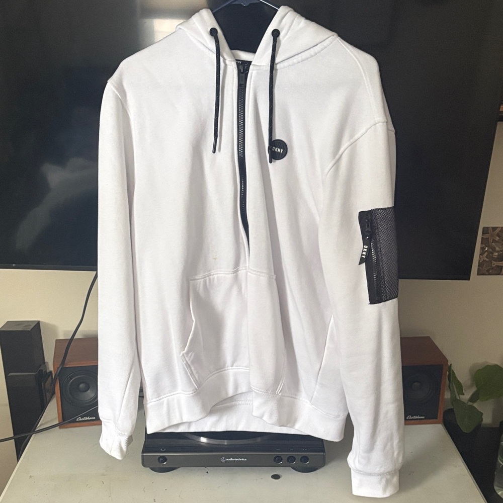 DKNY White Zip-Up Men's Sweater
